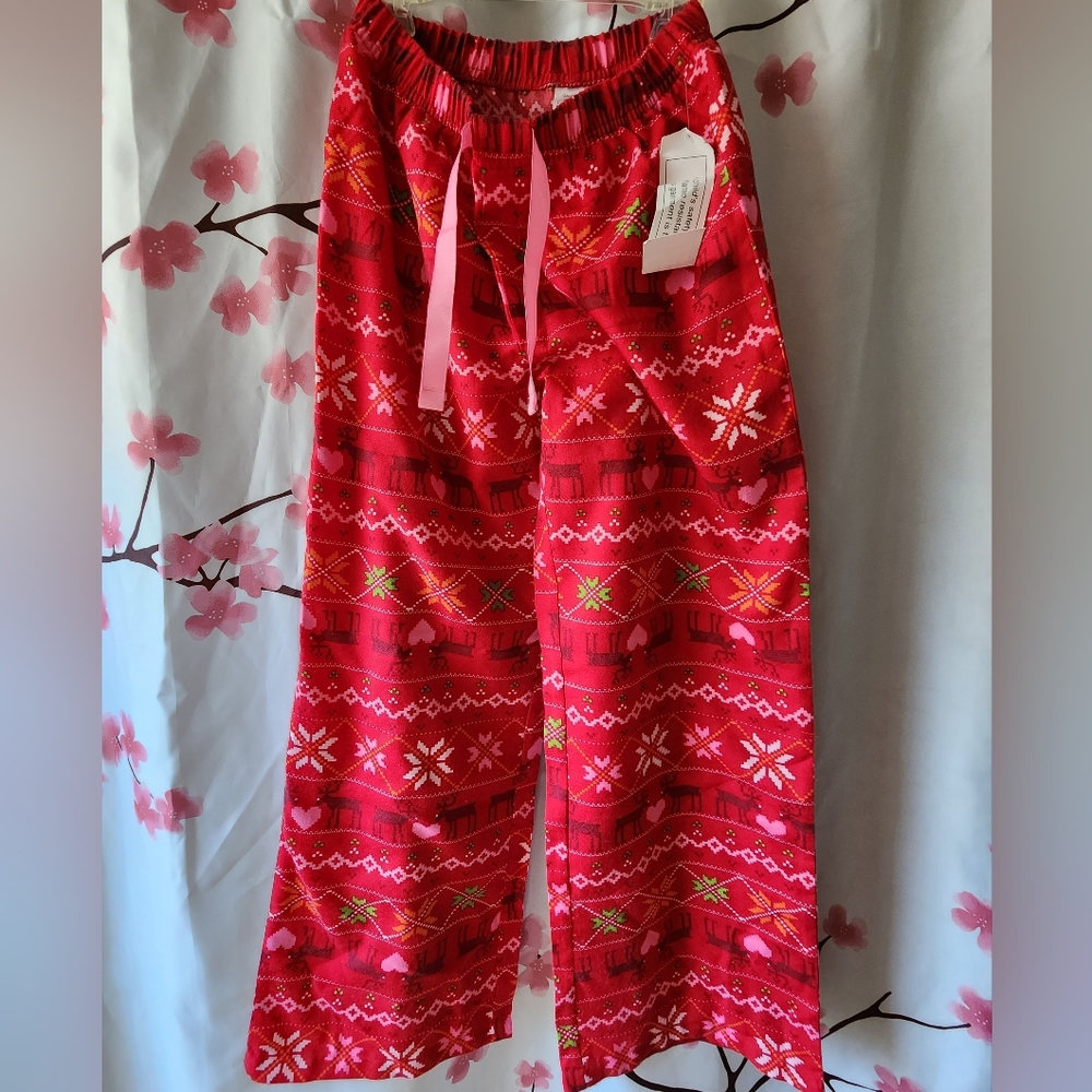 NWT GAP Kids Girl's Red Reindeer Christmas Holiday Pajama PJ Pants Size 14